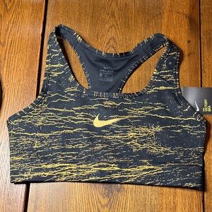 Nike Women's Black and Yellow Patterned Sports Bra-M-NWT